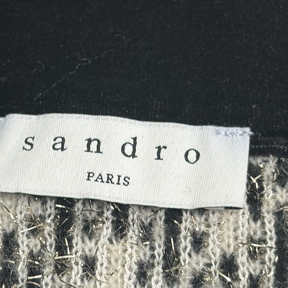 Sandro ivory black Jazz metallic jacquard knit mini skirt size 3/L - Picture 9 of 11